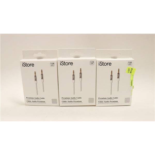 LOT OF 3 ISTORE PREMIUM AUDIO CABLES 5FT