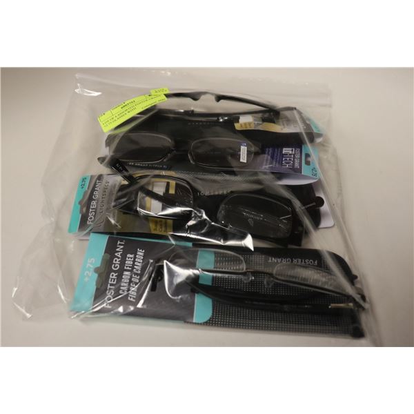 LOT OF 4 ASSORTED FOSTER GRANT +2.75 GLASSES WITH