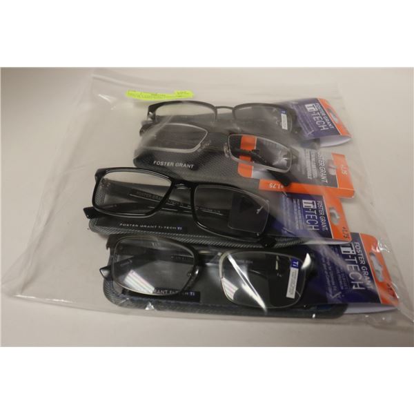 LOT OF 4 ASSORTED FOSTER GRANT +1.75 GLASSES WITH