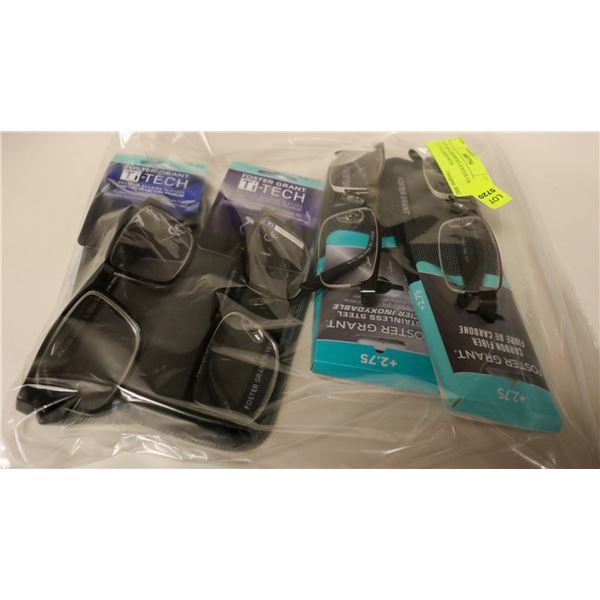 LOT OF 4 ASSORTED FOSTER GRANT +2.75 GLASSES WITH