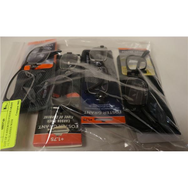 LOT OF 4 ASSORTED FOSTER GRANT +1.75 GLASSES WITH