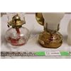 Image 2 : Wall Mount Oil Lamp (12”) + Unique Oil Lamp (11.5’) with extra frosted glass shade
