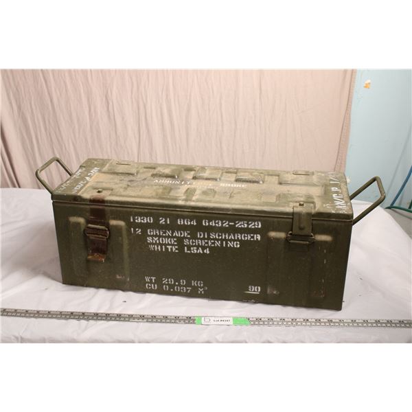 Metal Army Crate 26”L, 9.5”W, 9.5”T (date stamped 1967)