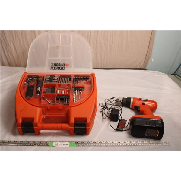 Black/Decker 18V Cordless Drill with Multiple Accessories in carry case