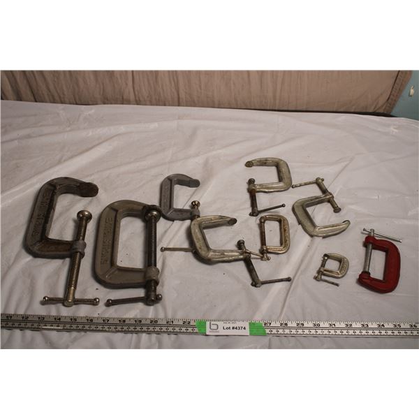 Metal CClamps, Various sizes 1”5” (9 total)