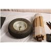 Image 2 : Utility Tire 13x5.00/6, Wooden Shim Stick, Metal Brackets, Filing Cabinet Brackets