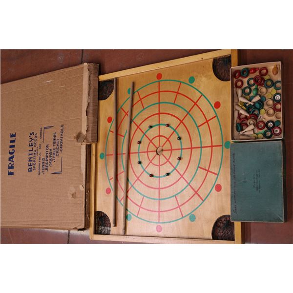 Vintage Crokanole Multi-game Board + pieces