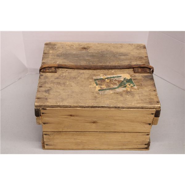 Antique Eatons Crate filled with Egg cartons (12.5 x14 x8 H)