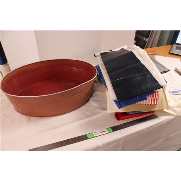 Red Tin Tub With Fabric