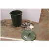 Image 1 : Plastic Garbage Can with Saw Blades and Misc