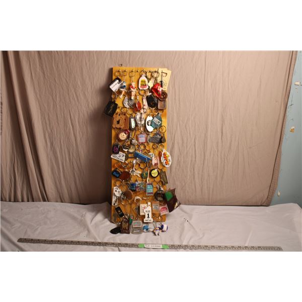 Keychain Board with approx 60 Keychains (8 rows with 8 per row)