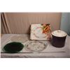 Glass Serving Platters + Glass Crock