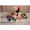 Vintage Candy Dishes, Kleenex Holder, Vase, Tealight Holders,misc glassware