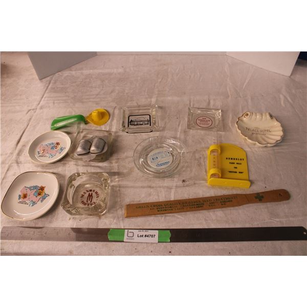 Advertising Lot Ashtrays Ruler Misc