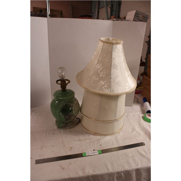 3 Shades and Green Glass Lamp