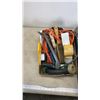 Image 3 : 2 TRAYS OF TOOLS, WIRE BRUSHES, EXTENTION CORDS, OIL CAN