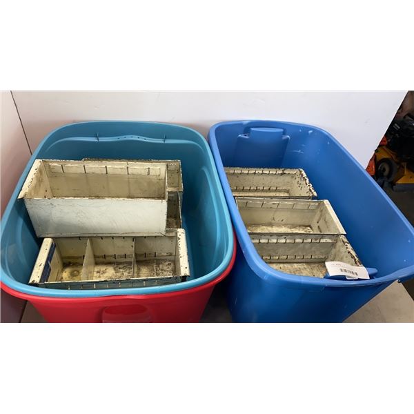 2 TOTES OF METAL PARTS BINS