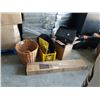 Image 1 : WICKER BASKET, OFFICE SUPPLIES AND KOSTCLIPS  PLASTIC SHELF EDGE TAG HOLDERS