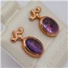 Image 2 : NEW STERLING ROSE GOLD PLATED GENUINE AMETHYST EARRINGS W/ APPRAISAL $830