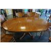 Image 3 : Oak pedestal claw foot carved table with leaf and 6 pressback chairs