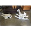 Image 1 : WHITE WOOD ROCKING HORSE AND DECORATIVE SLEIGH