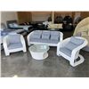 Image 2 : BRAND NEW OUTDOOR FLOATING RATTAN 4PC PATIO CONVERSATION SET W/ 2 CHAIRS, SOFA, AND TEMPERED GLASS T