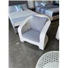 Image 8 : BRAND NEW OUTDOOR FLOATING RATTAN 4PC PATIO CONVERSATION SET W/ 2 CHAIRS, SOFA, AND TEMPERED GLASS T