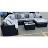 Image 2 : BRAND NEW BLACK RATTAN U-SHAPE PATIO SECTIONAL SOFA W/ OTTOMAN AND COFFEE TABLE - RETAIL $2899,
