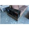 Image 2 : FLOOR MODEL AUTHENTIC WATER HYACINTH RATTAN MODERN SOFA W/ SOLID WOOD DISPLAY SHELVE ARMS AND BROWN 