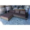 Image 2 : FLOOR MODEL AUTHENTIC WATER HYACINTH RATTAN MODERN 2 PIECE SECTIONAL SOFA W/ SOLID WOOD DISPLAY SHEL