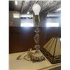 Image 2 : LEADED GLASS SHADE, LEADED GLASS PENDENT LIGHT AND TABLE LAMP