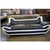 Image 2 : 4 PIECE WHITE AND BLACK LEATHER SOFA SET WITH COFFEE TABLE