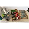 Image 1 : TRAY OF TOY CARS, 3 PIECE ALLIGATOR DECORATION AND TOYS