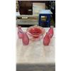Image 1 : 4 ART GLASS VASES AND CAKE PLATE