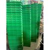 Image 1 : Large lot of stacking green totes, assorted conditions from good to poor, and some broken approx 100