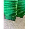 Image 2 : Large lot of stacking green totes, assorted conditions from good to poor, and some broken approx 100