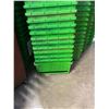 Image 2 : Large lot of stacking green totes, assorted conditions from good to poor, and some broken approx 100