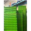 Image 3 : Large lot of stacking green totes, assorted conditions from good to poor, and some broken approx 100