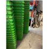 Image 4 : Large lot of stacking green totes, assorted conditions from good to poor, and some broken approx 100
