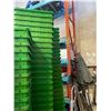 Image 5 : Large lot of stacking green totes, assorted conditions from good to poor, and some broken approx 100