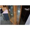 Image 4 : OAK FINISH GLASS DISPLAY CABINET WITH SIDE DOORS