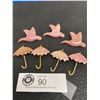 Image 1 : Rhodonite (Gemstone) Brooches. Birds and Umbrellas