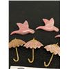 Image 2 : Rhodonite (Gemstone) Brooches. Birds and Umbrellas