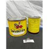 Image 2 : Rare Original Invader Motor Oil Tin Empty and Invader Five Pound Grease Tin Empty, Chas. F. Kellom a