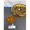 Image 1 : Vintage Amber Art Deco Bowl with Glass Flower