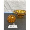 Image 2 : Vintage Amber Art Deco Bowl with Glass Flower