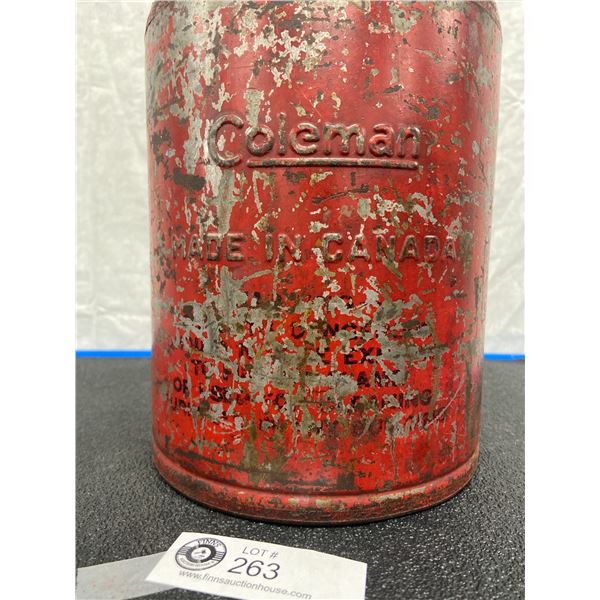 Rare Vintage Embossed Coleman Fuel Can Made in Canada Tensioned