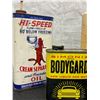 Image 2 : Bradford PennOil Cream Separator Oil Tin, Veedol Outboard Motor Oil Container and Simoniz Bodygard V
