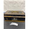 Image 1 : Vintage Cash Box with Key and Carrying Handle on Lid
