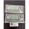 Image 1 : 2 1967 $1 Bank Notes with Serial Numbers, 1 is a Replacement